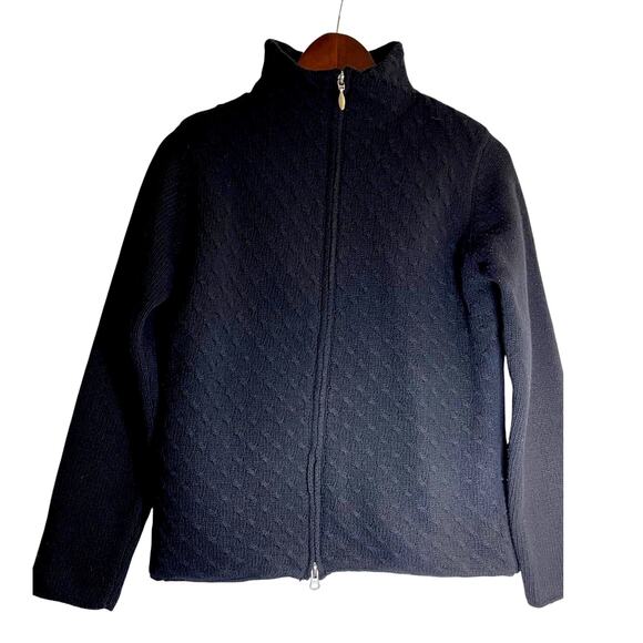 Marchbrae Women’s Black Full Zip 100% Pure New Wool Sweater s/M Made in Scotland - Picture 4 of 7